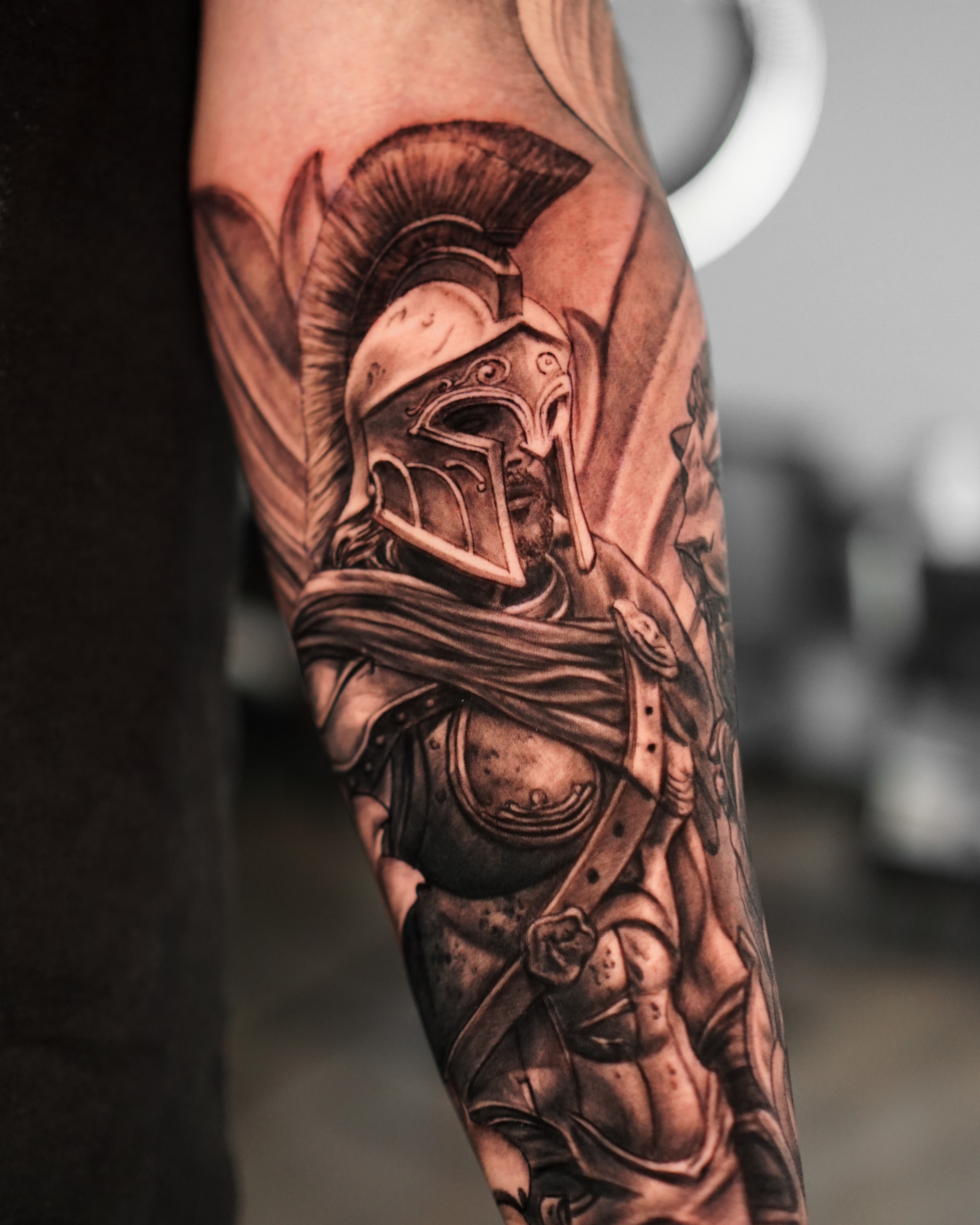 Realism Spartan warrior tattoo